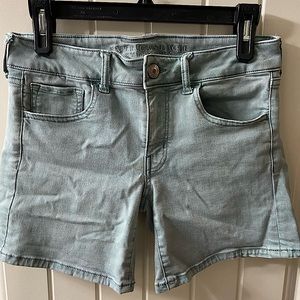 American Eagle Sage Green Midi Rise Bermuda Shorts
